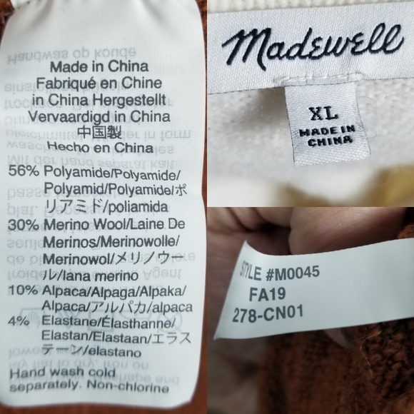 Madewell Ryder Neopolitan Stripe Merino Wool/Alpaca Blend Cardigan Sweater Sz XL - Picture 16 of 16